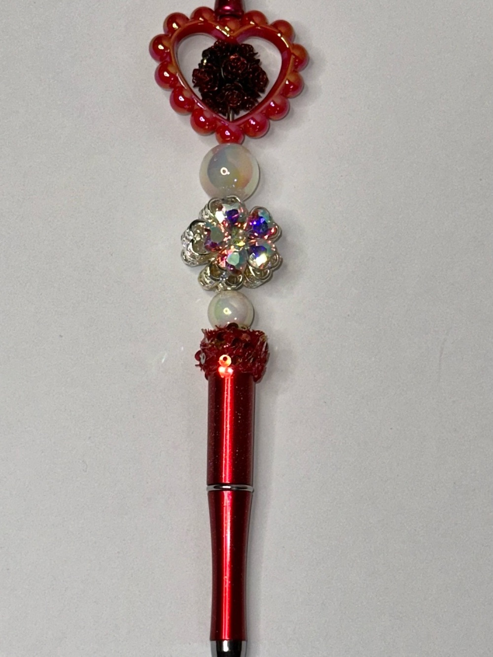 Red Jeweled Heart Top Decorative Pen